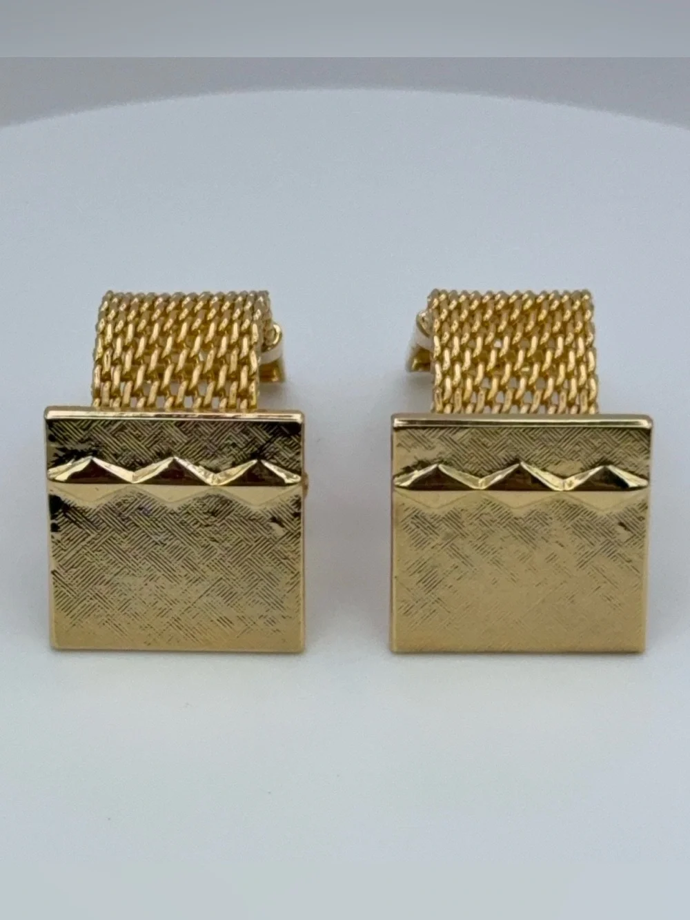 Textured Brushed Gold Tone Square Wrap Around Cufflinks